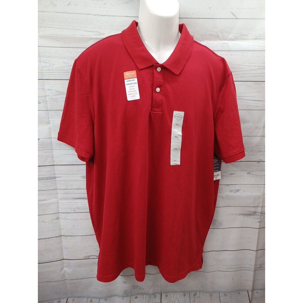 St John Bay Golf Polo Shirt Red Short Sleeve Sz XL NWT